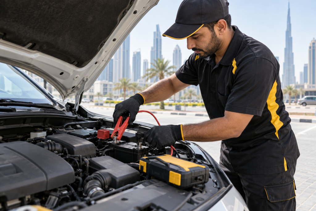 battery jump start service illustration