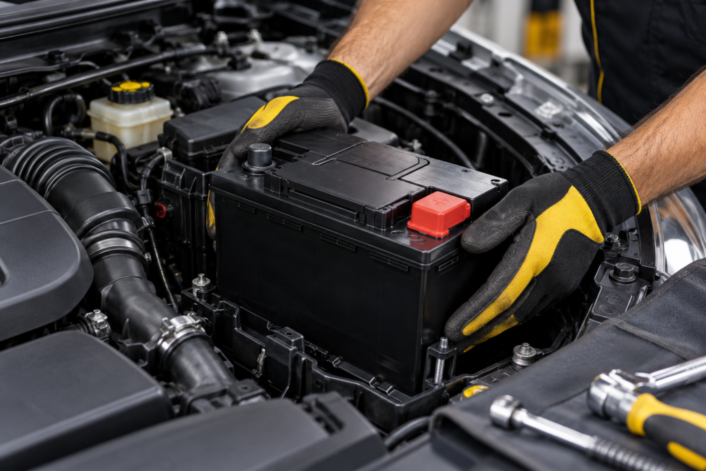 new battery installation service illustration